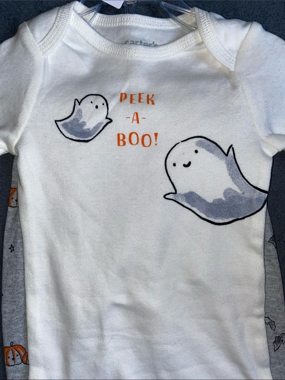 Carter's Cream Ghost 'Peek-A-Boo' Long-Sleeve and Pants size 6 Months
